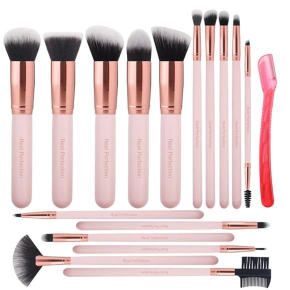 16pcs Makeup Brushes Set with 1 Eyebrow Razor Premium Synthetic Foundation Brush - Picture 1 of 7